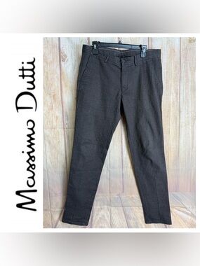 💙Massimo Dutti Men's Brown Textured Slim Trousers Size 32x32”
